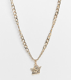 Золотистое ожерелье-цепочка с крупными звеньями и подвеской в виде херувима Reclaimed Vintage Inspired-Золотистый
