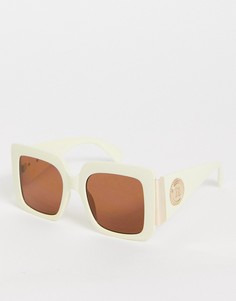 Солнцезащитные очки в квадратной оправе бежевого цвета River Island-Бежевый