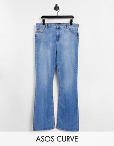 Расклешенные выбеленные джинсы с моделирующим эффектом и завышенной талией ASOS DESIGN Curve hourglass-Голубой