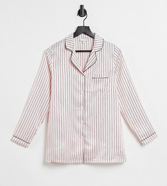 Атласная пижамная рубашка кремового цвета в полоску Loungeable Maternity-Многоцветный