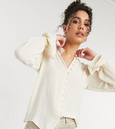Кремовая блузка с оборками на воротнике и рукавах Vero Moda Tall-Белый