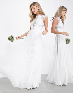 Изысканное свадебное платье с кружевным лифом и юбкой с плиссировкой ASOS EDITION Ruby-Белый