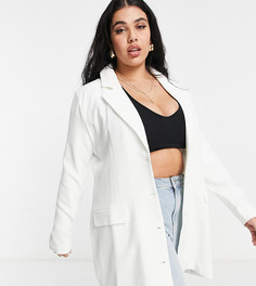 Oversized-блейзер кремового цвета In The Style Plus x Shaughna-Белый
