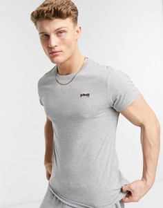 Серая футболка с круглым вырезом и вышивкой Schott-Серый