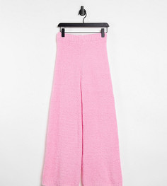 Широкие вязаные домашние брюки розового цвета (от комплекта) Missguided Petite-Розовый цвет