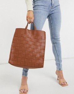 Светло-коричневая плетеная сумка-тоут Claudia Canova-Коричневый цвет
