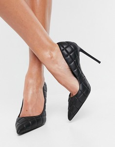Черные стеганые туфли-лодочки на каблуке с острым носком Steve Madden Vala-Черный цвет