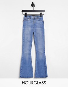 Расклешенные выбеленные джинсы с моделирующим эффектом и завышенной талией ASOS DESIGN Petite hourglass-Голубой