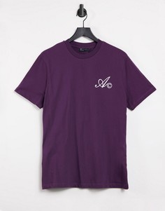 Фиолетовая футболка с логотипом на груди ASOS Actual-Фиолетовый цвет