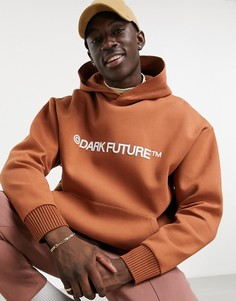 Коричневый oversized-худи с вышивкой на спине и груди ASOS Dark Future-Коричневый цвет