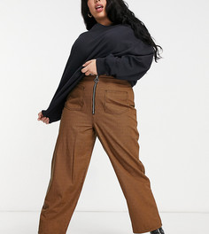 Коричневые брюки в клетку с прямыми штанинами ASOS DESIGN Curve-Многоцветный