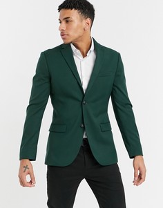 Темно-зеленый костюмный пиджак облегающего кроя Topman-Зеленый цвет