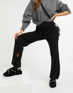 Черные трикотажные брюки с широкими укороченными штанинами 4th & Reckless-Черный цвет