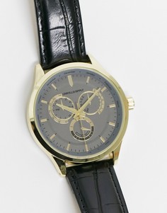 Классические наручные часы с бронзовым циферблатом и черным ремешком под кожу крокодила ASOS DESIGN-Черный цвет