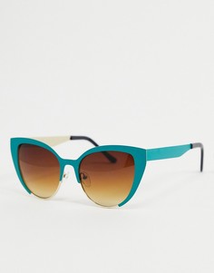 Темно-бирюзовые солнцезащитные очки «кошачий глаз» AJ Morgan-Зеленый цвет