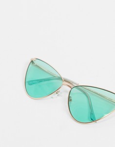 Солнцезащитные очки «кошачий глаз» с зелеными линзами в золотистой оправе AJ Morgan-Золотистый