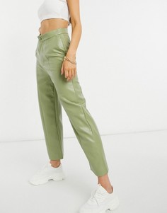 Свободные брюки фисташкового цвета из искусственной кожи Daisy Street-Зеленый цвет