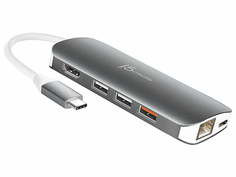 Мульти-адаптер J5create USB-C - HDMI / VGA / Ethernet / USB Type-A 3.1 / PD 3.0 / Card Reader JCD384