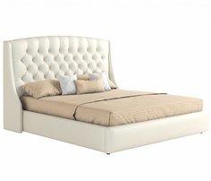 Мягкая интерьерная кровать Стефани 1800, БП/М, экокожа, Белый Bravo
