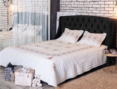 Мягкая интерьерная кровать Стефани 1800, П/М, ткань, Черный Bravo