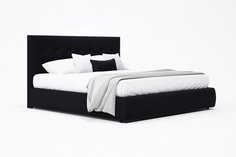 Мягкая интерьерная кровать Селеста 1600, БП/М, ткань, Черный Bravo