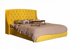 Мягкая интерьерная кровать Стефани 1600, БП/М, ткань, Жёлтый Bravo