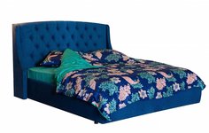 Мягкая интерьерная кровать Стефани 1800, П/М, ткань, Синий Bravo