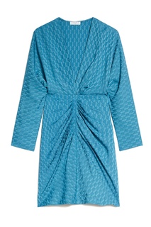 Сине-зеленое платье с драпировкой Sandro