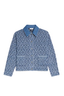 Синий трикотажный жакет с отделкой денимом Sandro