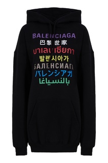 Черное худи с надписями Languages Balenciaga