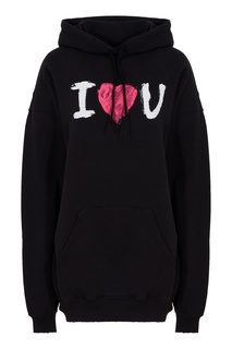 Черное худи с надписью I Love U Balenciaga