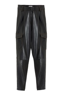 Черные кожаные брюки с накладными карманами Claudie Pierlot