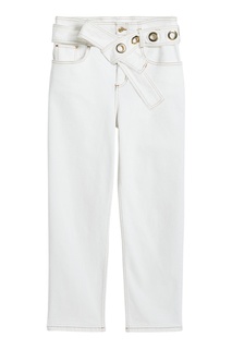 Белые укороченные джинсы с поясом Claudie Pierlot