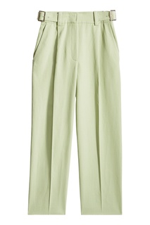 Зеленые брюки из хлопка и льна Claudie Pierlot