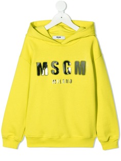 MSGM Kids худи с логотипом металлик