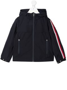 Moncler Enfant куртка Vaug с капюшоном и полосками