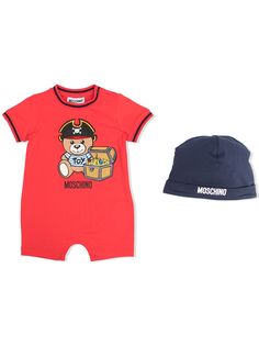 Moschino Kids комплект из ромпера и шапки бини