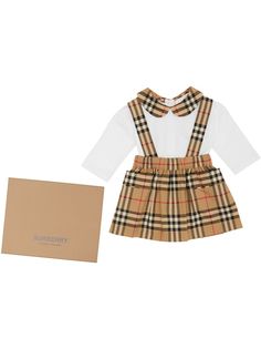 Burberry Kids комплект из боди и юбки в клетку Vintage Check