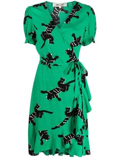 DVF Diane von Furstenberg платье с поясом и принтом