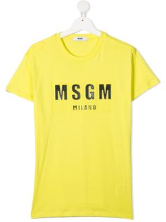 MSGM Kids футболка с логотипом металлик