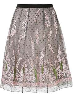 Giambattista Valli юбка А-силуэта из тюля с цветочной вышивкой
