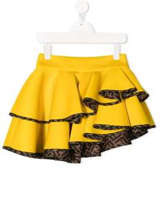 Fendi Kids юбка с оборками и логотипом