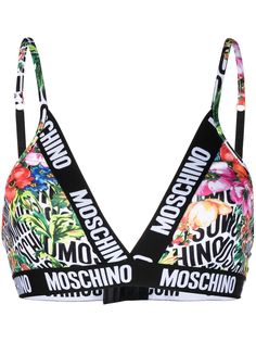 Moschino бюстгальтер с логотипом и треугольными чашками
