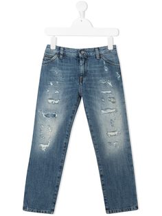 Dolce & Gabbana Kids узкие джинсы с эффектом потертости
