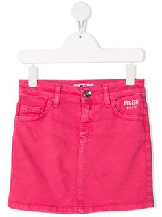 Msgm Kids джинсовая юбка с вышитым логотипом