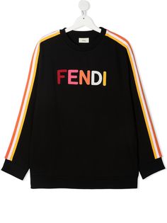 Fendi Kids толстовка с вышитым логотипом и полосками
