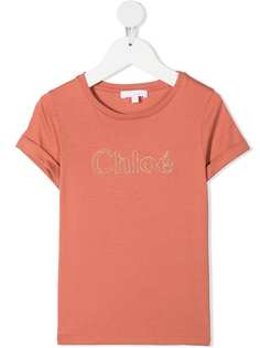 Chloé Kids футболка с вышитым логотипом