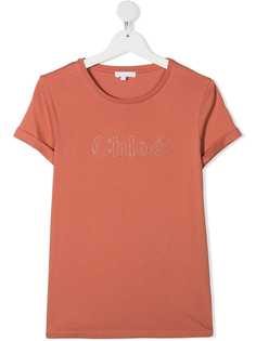 Chloé Kids футболка с вышитым логотипом