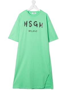 Msgm Kids платье-футболка с короткими рукавами и логотипом