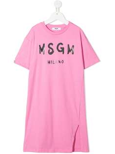 MSGM Kids платье-футболка с короткими рукавами и логотипом
